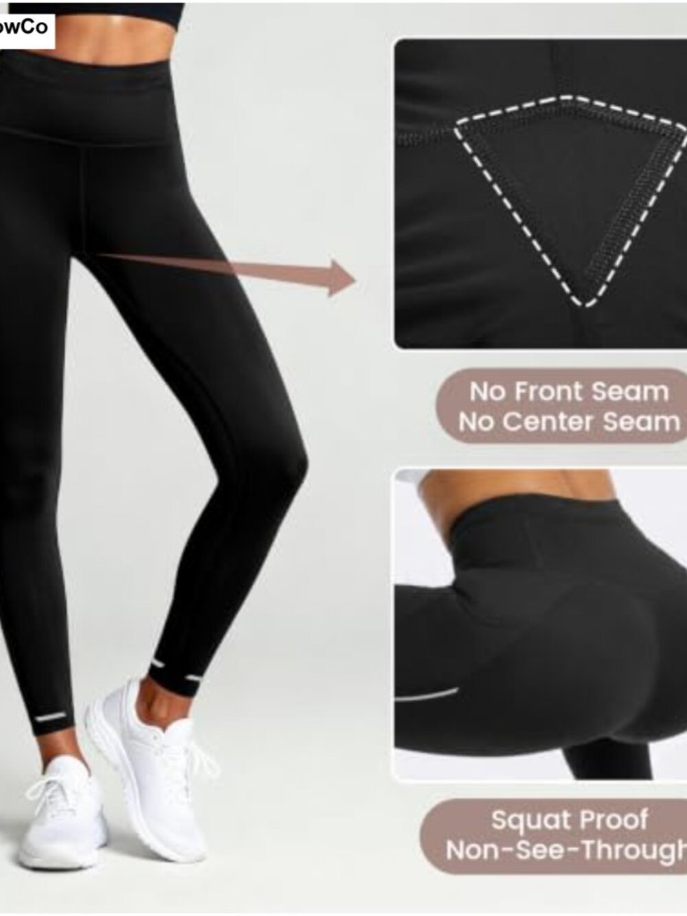 High Waisted Compression Running Leggings for Women with Zipper Pockets - Picture 4 of 6